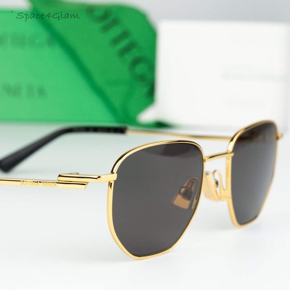 BRAND NEW Bottega Veneta BV1301S 001 Gold Grey Split Panthos Unisex Sunglasses - Picture 3 of 11